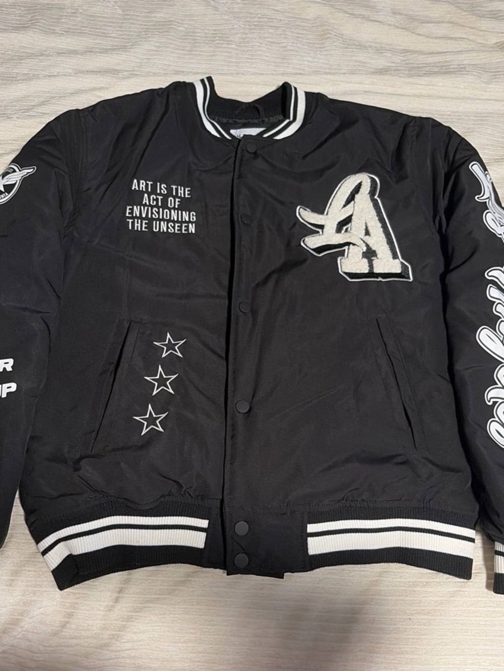 Urban Outfitters Black and White Bomber Varsity Jacket